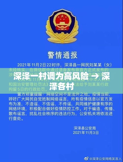 深泽一村调为高风险 → 深泽各村 深泽一村调为高风险 → 深泽各村