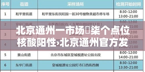 北京通州一市场無柒个点位核酸阳性›北京通州官方发布